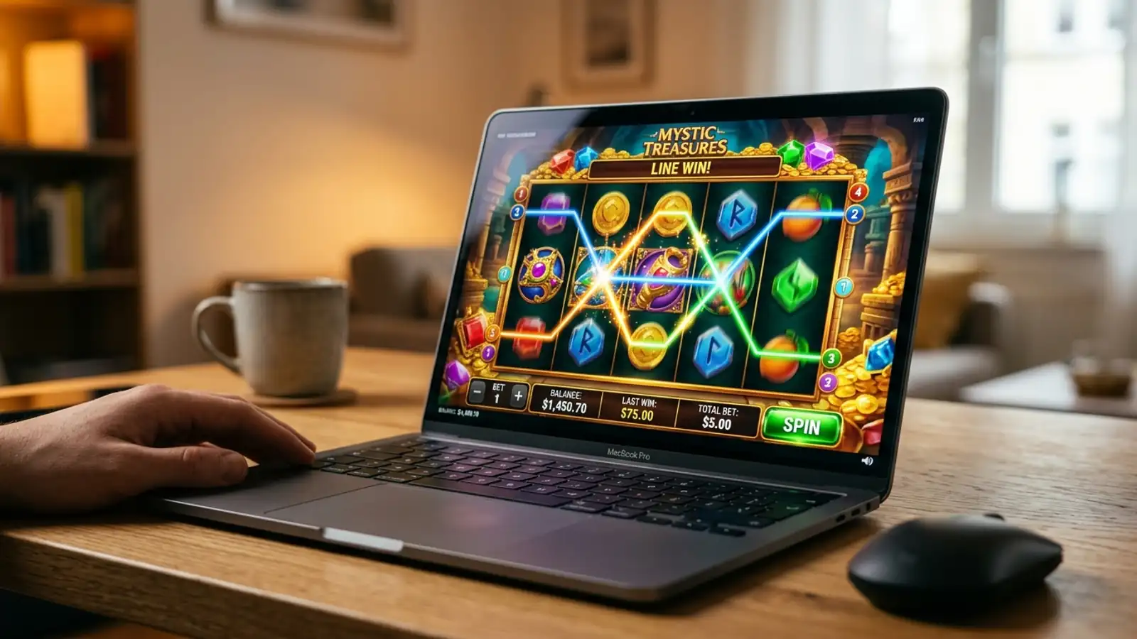 Pantalla con tragaperras de vídeo mostrando carretes y símbolos en la sección de slots de bet365 España