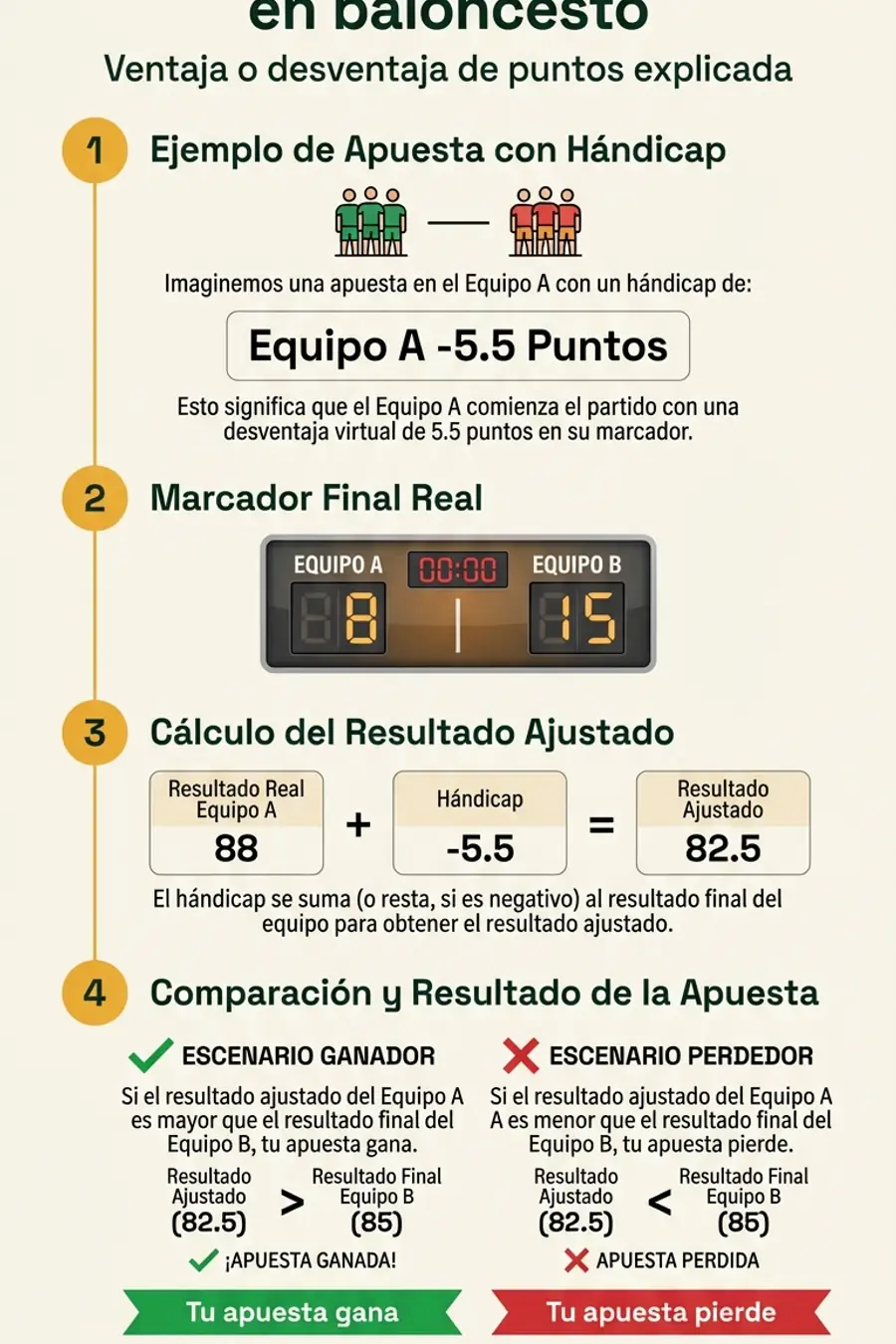 Infografía: cómo funciona el hándicap en baloncesto
