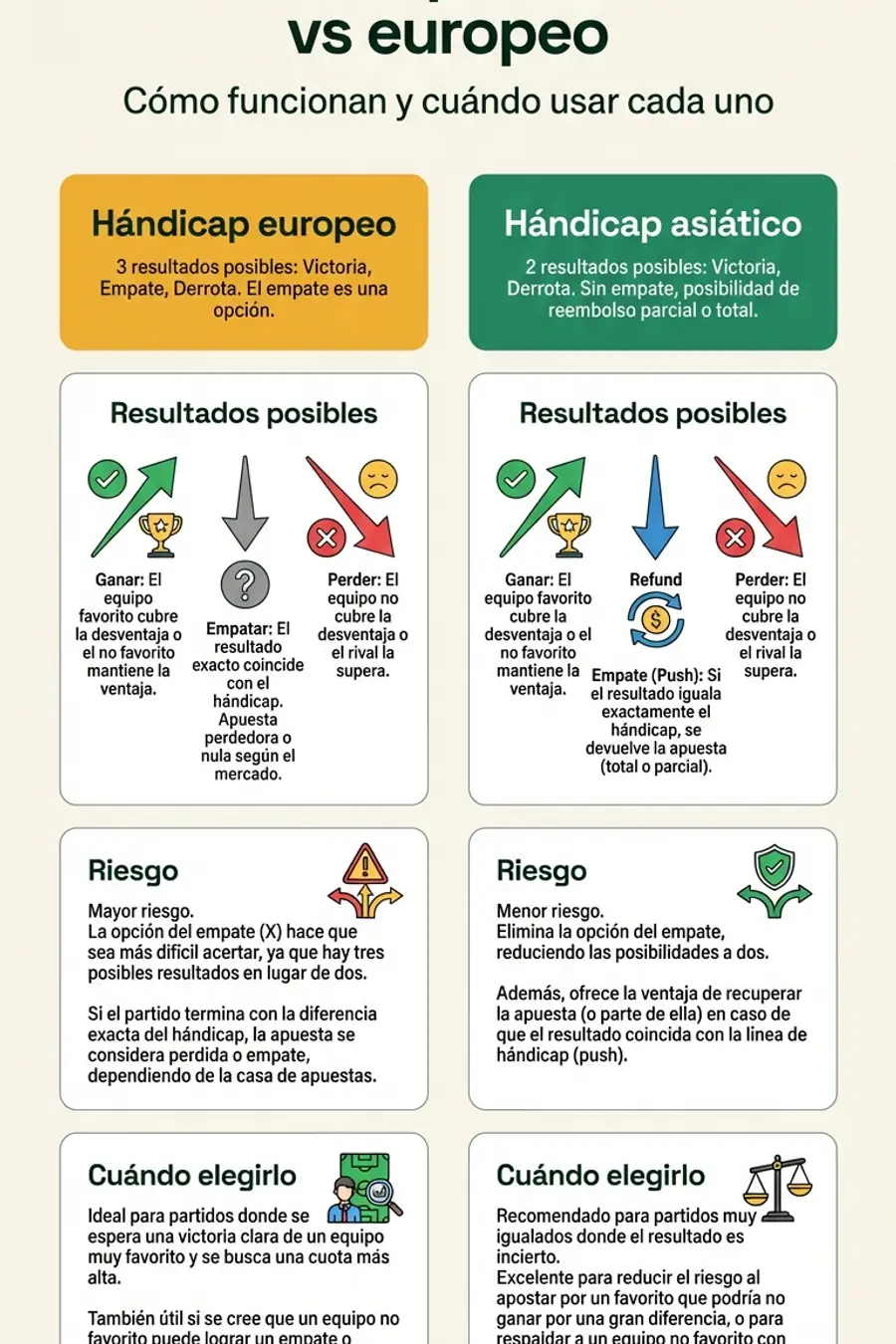 Infografía: hándicap asiático vs europeo comparados