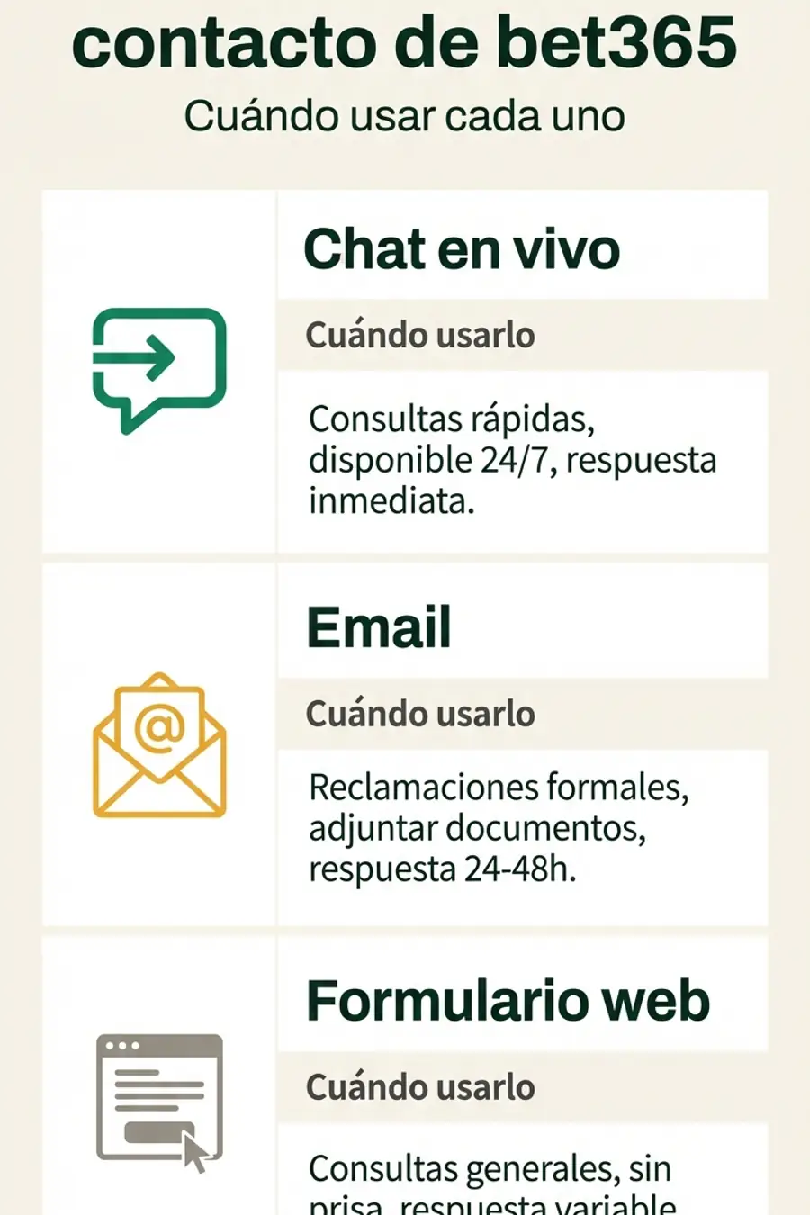 Infografía: canales de contacto de bet365
