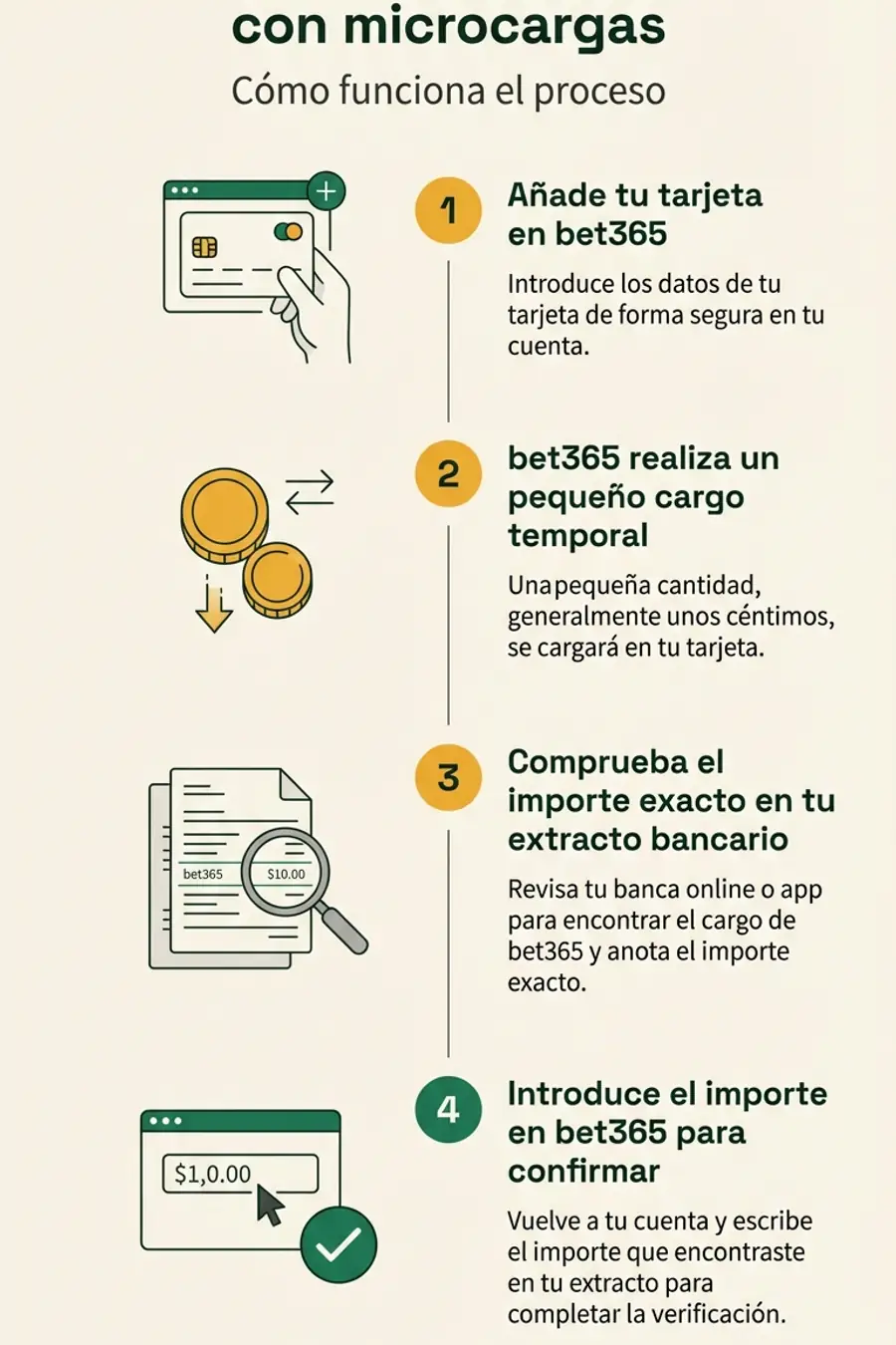 Infografía: verificación de tarjeta con microcargas
